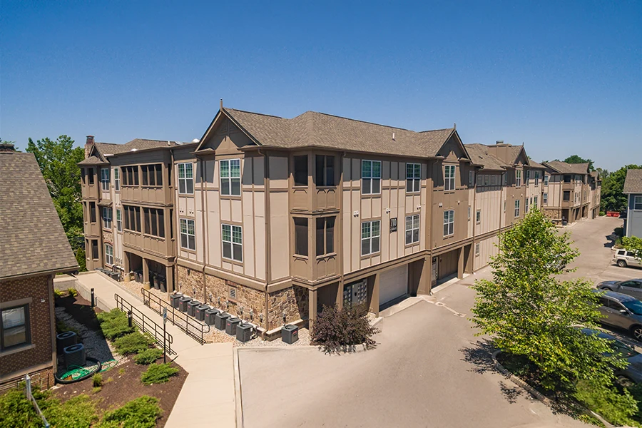 Exterior view of buildings at City Flats Walnut Apartments