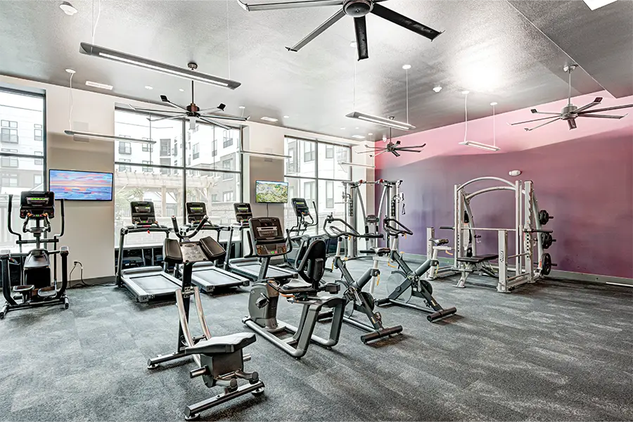 Fitness room at Continuum Apartments